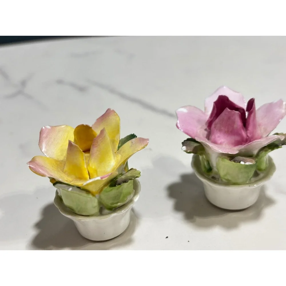 Royal Adderley Bone China Flower Salt and Pepper Shakers Pink Yellow England